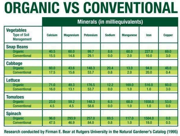 nutrients organic vs conventional food